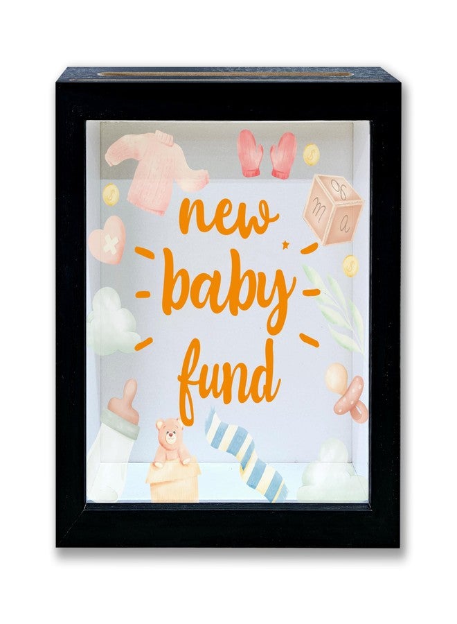 Mueddur Baby Fund Shadow Box Frame, Travel Memory Keepsake Box with Slot, New Baby Themed Adventure Archive Box, Baby Piggy Bank Gifts for Kids Girls Boys, Decorative Wooden Money Box for Baby Shower -14 - Image 1